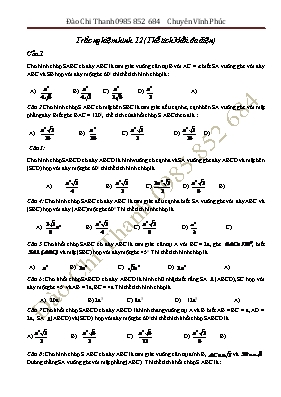 Trắc nghiệm Hình 12 (thể tích khối đa diện)